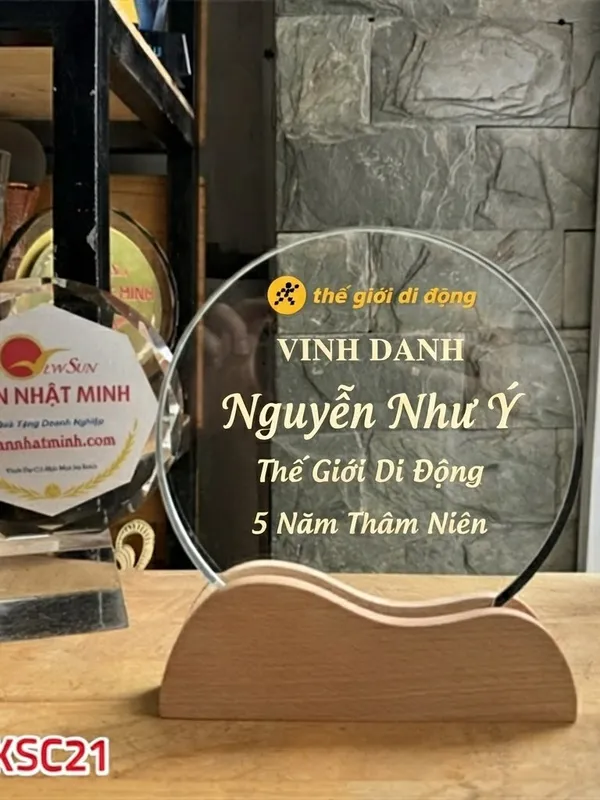 Kỷ niệm chương pha lê, Kỷ niệm chương Tròn gỗ đẹp (3)