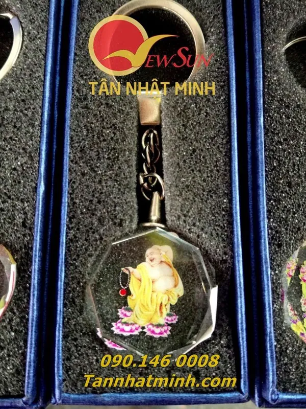 Móc khóa pha lê 3d - In hình phật (1) TNM