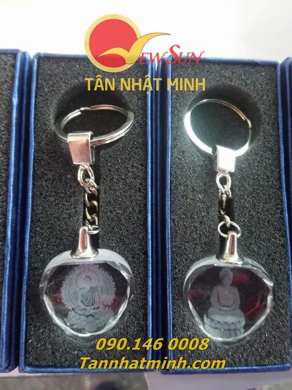 Móc khóa pha lê 3d - khắc hình phật TNM