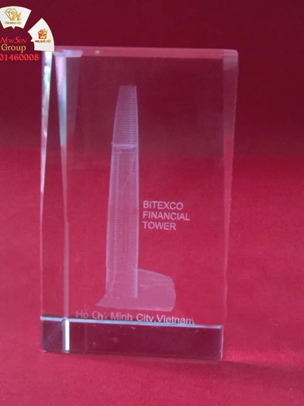 Khối Pha Lê Khắc 3D - Toà Nhà - Logo Công Ty