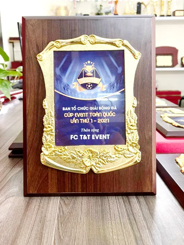 Bảng vinh danh, Kỷ niệm chương gỗ, biểu trưng gỗ viền hoa mai, in nền