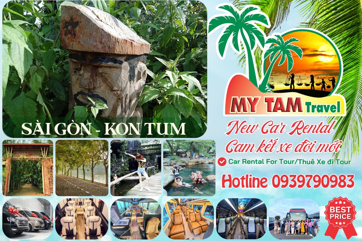 Car rental to Kon Tum 4 Days 3 Nights 4-7-16-29-45c Limousine 9-11-15-18c