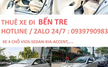 Thuê xe 4 chỗ đi Bến Tre giá rẻ – Phù hợp cá nhân & công tác