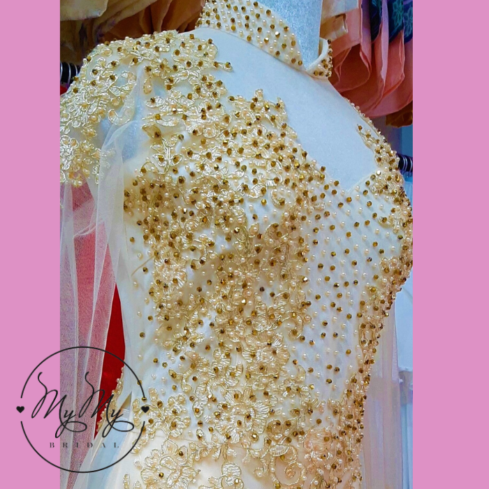 Thêu tay Cho thuê dài áo cưới voan đính kết kim sa áo dài cô dâu giá rẻ Gò Vấp Tân Bình MyMy "Bridal" - "Áo Cưới" My My