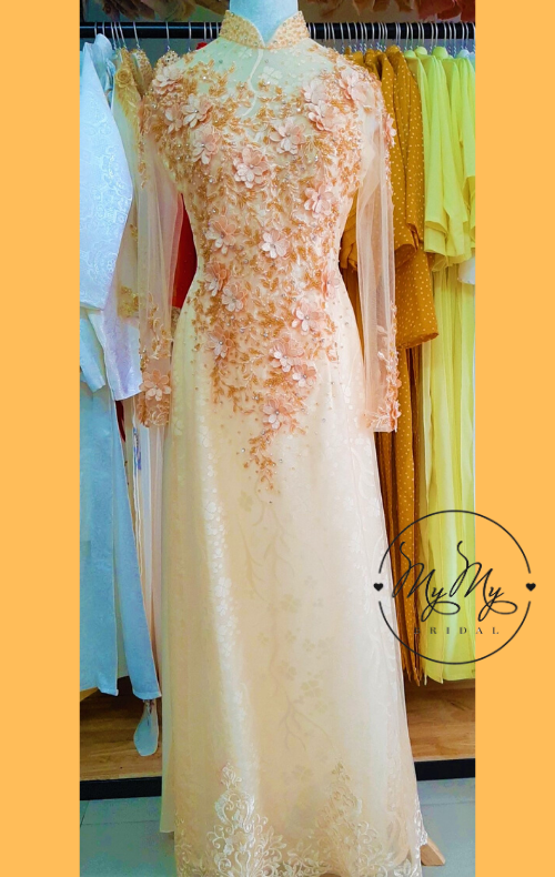 Cho thuê áo dài ren hồng bigsize , dịch vụ thuê đồ cưới sài gòn hồ chí minh