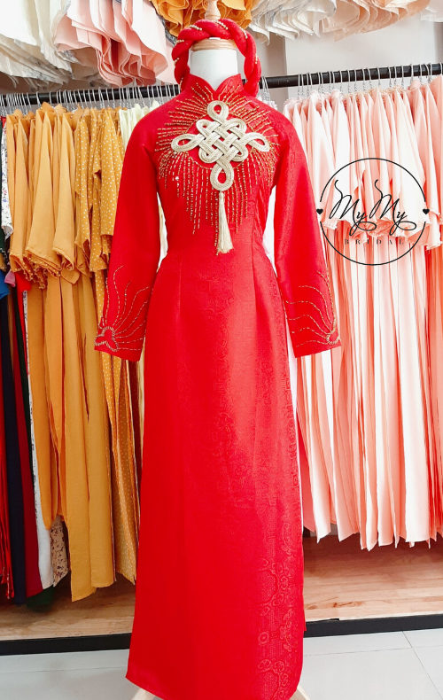 Cho thuê áo dài cưới đỏ mẩu big size giá rẻ cho cô dâu bầu, dịch vụ cho thuê đồ cưới My My