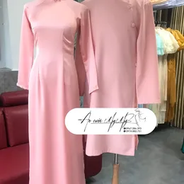 ÁO DÀI BƯNG QUẢ CẶP HỒNG TRUYỀN THỐNG