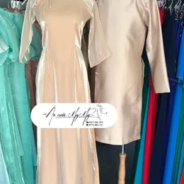 ÁO DÀI BƯNG QUẢ CẶP BE TAY LOE KẾT NƠ