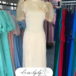 ÁO DÀI BƯNG QUẢ NỮ BE TAY BỒNG