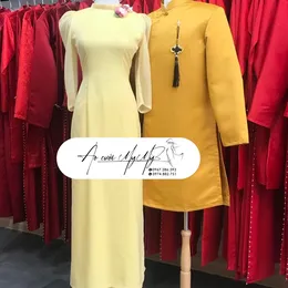 ÁO DÀI BƯNG QUẢ CẶP VÀNG TAY BỒNG VÀ VÀNG ĐỒNG