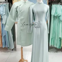 ÁO DÀI BƯNG QUẢ CẶP XANH TRUYỀN THỐNG