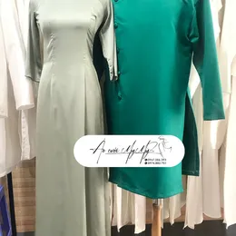 ÁO DÀI BƯNG QUẢ CẶP XANH TRUYỀN THỐNG
