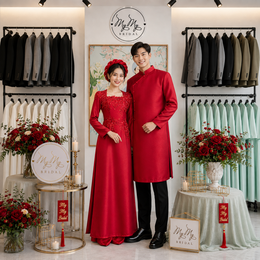 ÁO DÀI CẶP ĐỎ KẾT NƠ