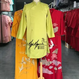 ÁO DÀI BƯNG QUẢ NAM XANH CỐM