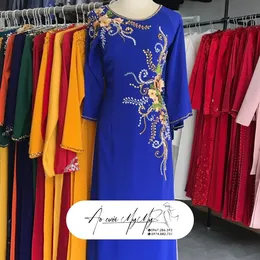 ÁO DÀI SUI XANH KẾT HOA VAI