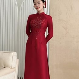 ÁO DÀI CÔ DÂU ĐỎ SONG HỶ ĐĂNG KHOA