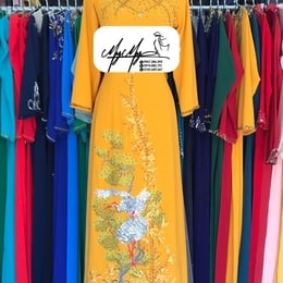 ÁO DÀI SUI VÀNG THÊU SẾU