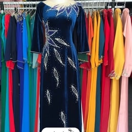 ÁO DÀI SUI XANH KẾT PHA LÊ TRĂNG