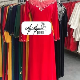 ÁO DÀI SUI ĐỎ KẾT PHA LÊ CỔ