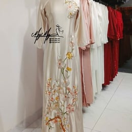 ÁO DÀI SUI KEM HỌA TIẾT HOA ĐỒNG TIỀN