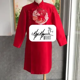 ÁO DÀI CHÚ RỂ ĐỎ PHỤNG NGUYỆT