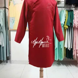 ÁO DÀI CHÚ RỂ ĐỎ THÊU HOA SEN