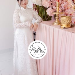 ÁO DÀI CÔ DÂU TRẮNG REN HOA