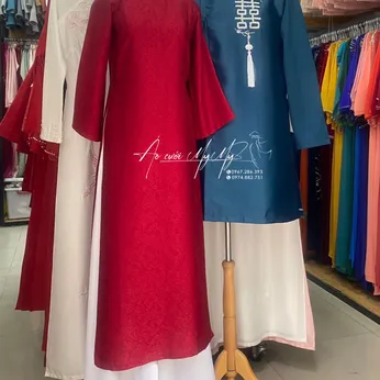 ÁO DÀI CẶP ĐỎ VÀ XANH