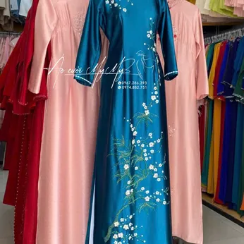 ÁO DÀI BÀ SUI XANH KẾT HOA
