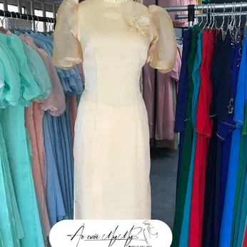 ÁO DÀI BƯNG QUẢ NỮ BE TAY BỒNG