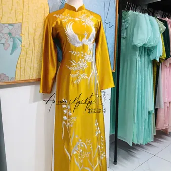 ÁO DÀI BÀ SUI VÀNG THÊU PHƯỢNG HOÀNG