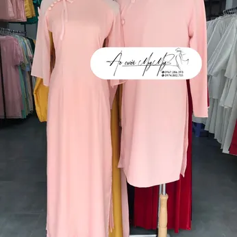 ÁO DÀI BƯNG QUẢ CẶP HỒNG TAY LOE
