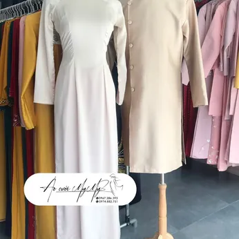 ÁO DÀI BƯNG QUẢ CẶP KEM TRUYỀN THỐNG VÀ BE GẤM