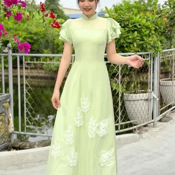 ÁO DÀI BƯNG QUẢ NỮ XANH KẾT CÀNH LIỄU