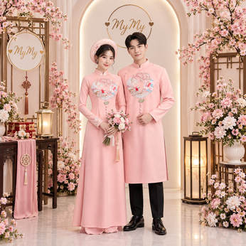 ÁO DÀI CƯỚI CẶP HỒNG PHỤNG NGUYỆT