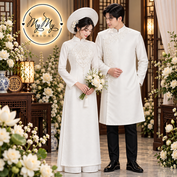 Áo dài cặp chữ hỷ pha lê