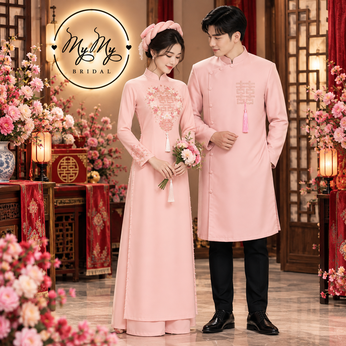 ÁO DÀI CẶP HỒNG SONG HỶ