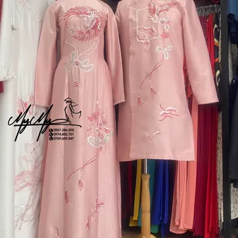 ÁO DÀI CẶP HỒNG THÊU PHƯỢNG HOÀNG