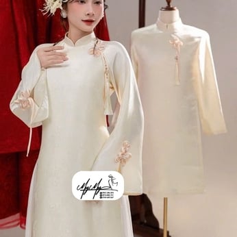 ÁO DÀI CƯỚI CẶP KEM KẾT HOA