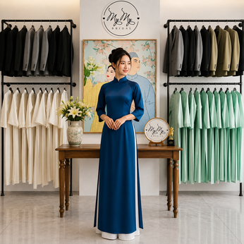 ÁO DÀI XANH CỔ VỊT TRƠN