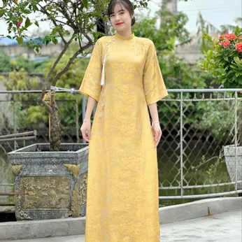 ÁO DÀI GẤM TAY LOE