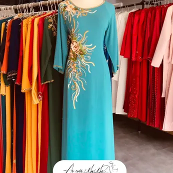 ÁO DÀI SUI XANH KẾT HOA