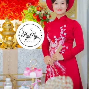 ÁO DÀI CÔ DÂU ĐỎ ĐÍNH KẾT PHƯỢNG HOÀNG VÀ HOA NHÍ