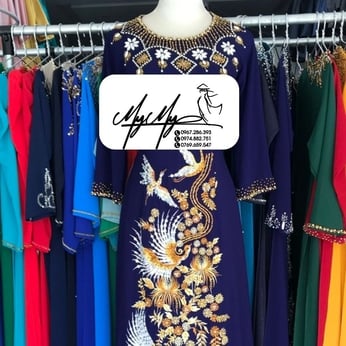 ÁO DÀI SUI XANH KẾT PHA LÊ CỔ