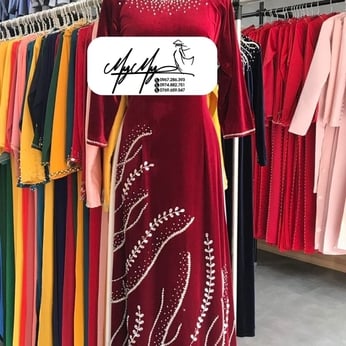 ÁO DÀI BÀ SUI ĐỎ ĐÍNH KẾT CHÂN TÀ