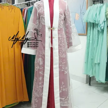 ÁO CHOÀNG TRẮNG REN HOA VĂN