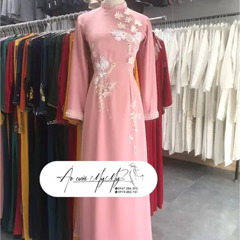 ÁO DÀI SUI HỒNG ĐÍNH KẾT CHIM HẠC