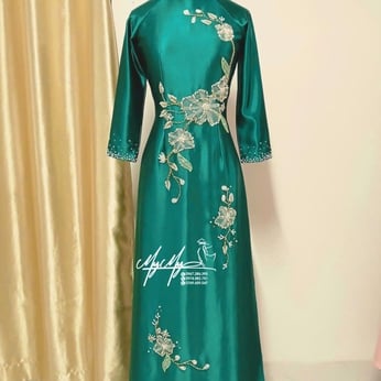 ÁO DÀI SUI XANH HOA ĐÍNH ĐÁ