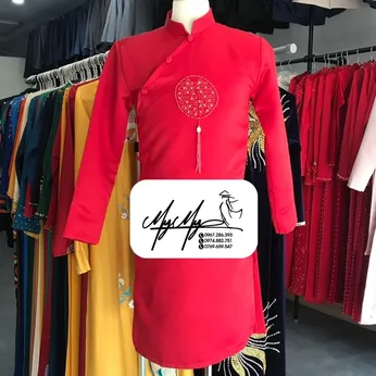 ÁO DÀI CHÚ RỂ ĐỎ ĐÔ ĐÍNH KẾT CHỮ HỶ