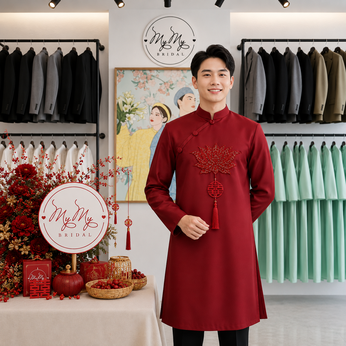 ÁO DÀI CHÚ RỂ ĐỎ LIÊN VIÊN